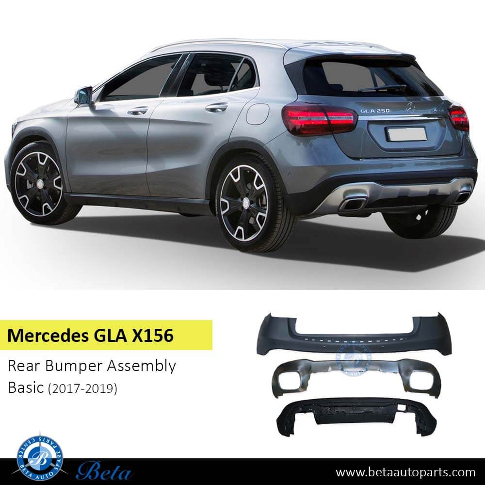 Mercedes GLA-Class X156 (2017-2020), Rear Bumper Basic, China, 1568802640 Mercedes GLA-Class X156 (2017-2020), Rear Bumper Basic, China, 1568802640